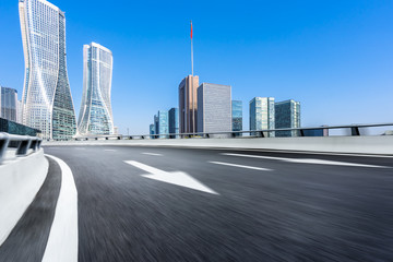 empty road with modern building