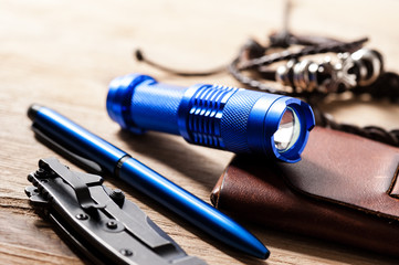 blue pocket flashlight for EDC