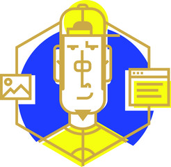 Ideal icon for your flashy design projects. Image is isolated on white background. Character in the cartoon style. Avatar of a young man in a vector. Flat style icons.