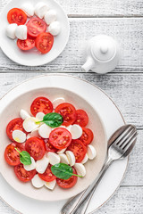 plate of a simple traditional Italian salad caprese