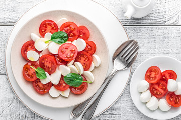 plate of a simple traditional Italian salad caprese
