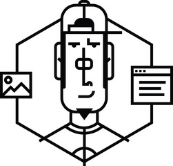 Ideal icon for your flashy design projects. Image is isolated on white background. Character in the cartoon style. Avatar of a young man in a vector. Flat style icons.