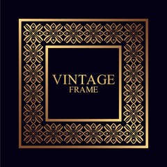 Obraz premium Vintage ornamental golden retro frame. Template for design. Vector illustration