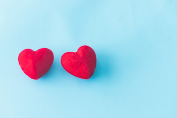 Red heart with blue background , Pastel