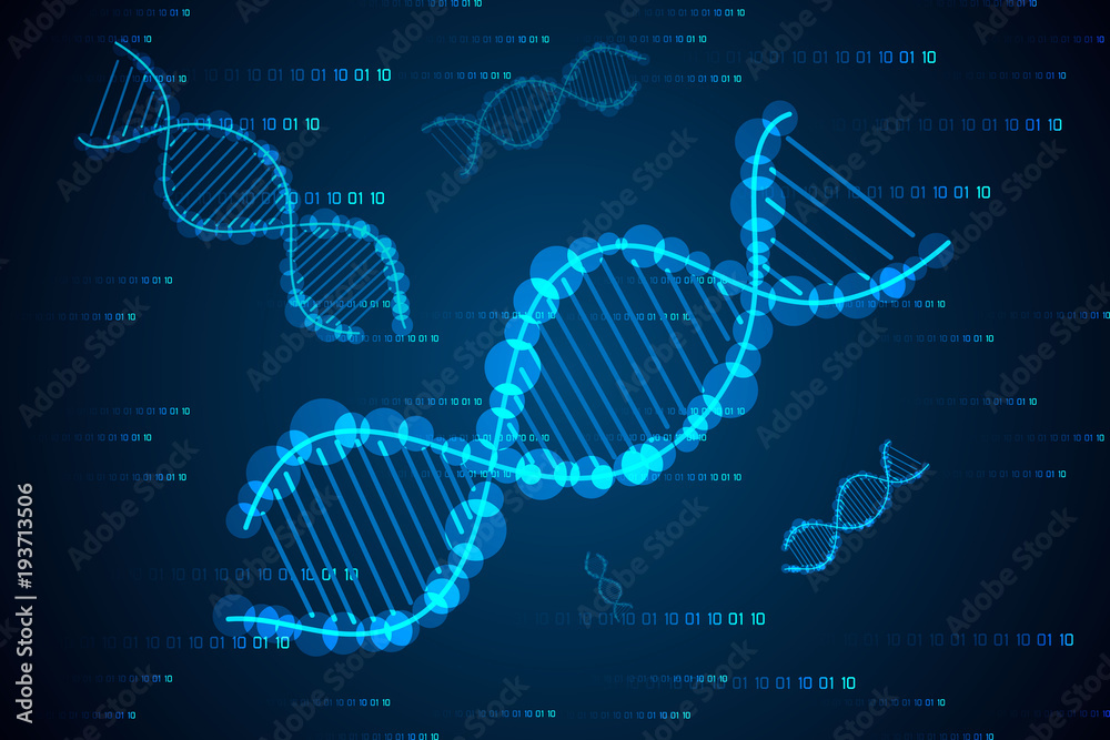 Wall mural abstract science concept dna hi tech on binary background