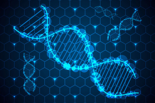 abstract science concept DNA hi tech on hexagon background