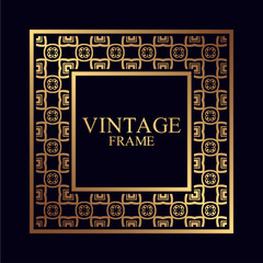 Vintage ornamental golden retro frame. Template for design. Vector illustration