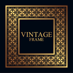 Vintage ornamental golden retro frame. Template for design. Vector illustration