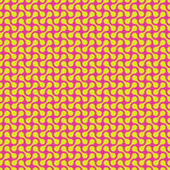 Seamless abstract geometric interlocking pattern in lime green and pink