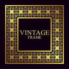 Vintage ornamental golden retro frame. Template for design. Vector illustration