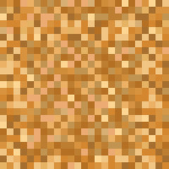 Seamless golden brown pixel mosaic pattern. Pixelated gold metal abstract texture mapping background for various digital applications