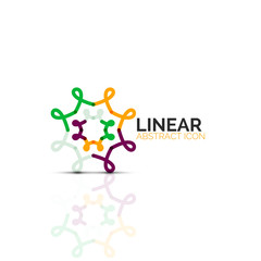 Abstract flower or star minimalistic linear icon, thin line geometric flat symbol for business icon design, abstract button or emblem