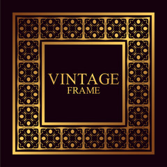 Vintage ornamental golden retro frame. Template for design. Vector illustration