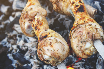 Chicken kebab, close-up view