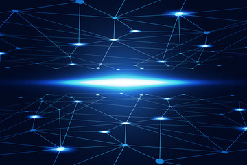 abstract technology concept digital link on hi tech blue background