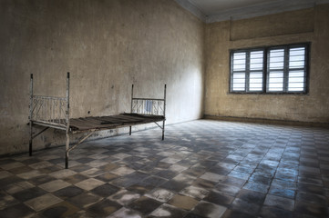 Une chambre de torture khmer rouge dans l'ancienne prison de tuol sleng à Phnom Penh 