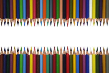 Obraz premium Row of pencils on white background