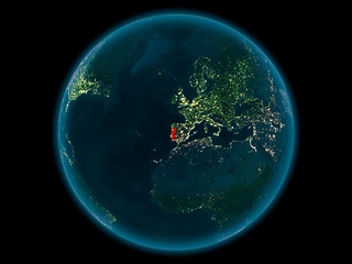 Portugal on planet Earth in space at night