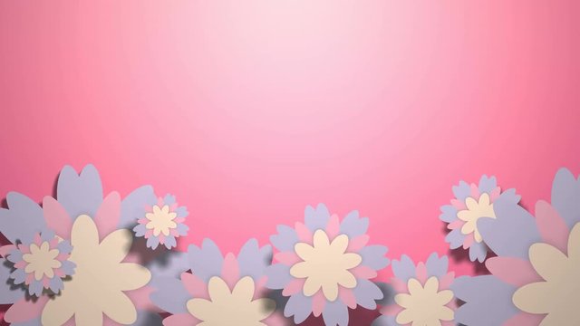 Animated wallpaper with pastel color flowers on pink background.