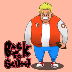 Sporty Boy goes to school cartoon vector
