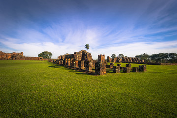 Mission of La Santissima Trinidad - June 26, 2017: Ancient Jesuit ruins of the Mission of La Santissima Trinidad, Paraguay