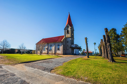 Nueva Helvecia - July 02, 2017: Church in the town of Nueva Helvecia, Uruguay
