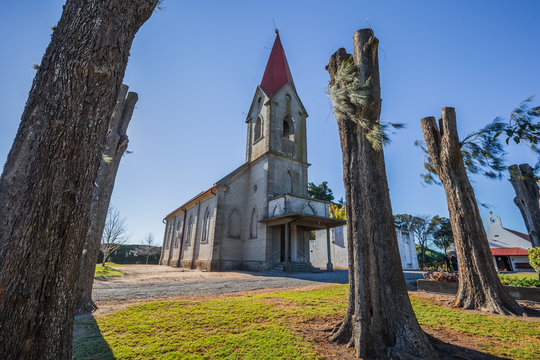 Nueva Helvecia - July 02, 2017: Church in the town of Nueva Helvecia, Uruguay