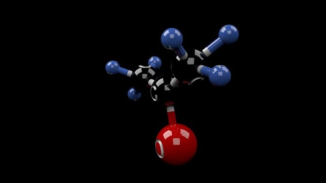 Acetone molecule. Molecular structure of acetone. Alpha channel.