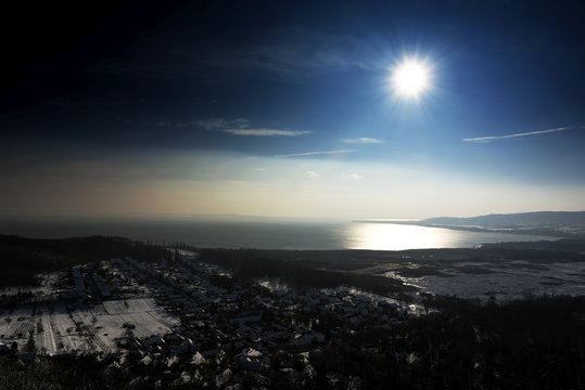 Szigliget at Lake Balaton in wintertime, Hungary