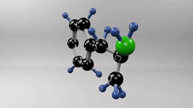 Amphetamine molecule. Molecular structure of amphetamine drug. Seamless loop.