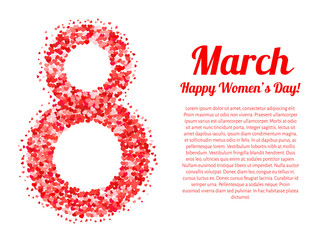International women's day banner. March 8 vector illustration with hearts. Easy to edit design template for your artworks.