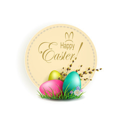 design element, round frame with easter eggs and grass