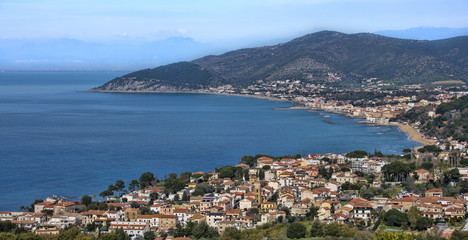 Fototapeta na wymiar Landscape St. Mary of Castellabate village, Cilento Coast, Italy