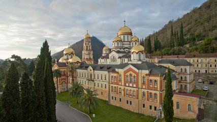 Landscape with views of the new Athos Christian monastery.