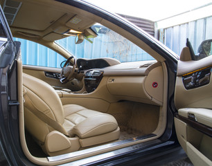 steering and dashboard in a sports car