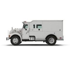 Modern Bank Armored Car on white. 3D illustration, clipping path