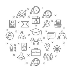 Fototapeta premium Collection of headhunting thin line icons