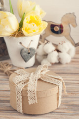 Cotton flower and kraft gift box