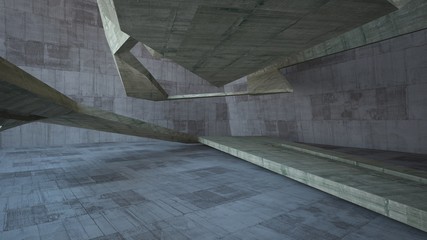 Obraz premium Abstract white and concrete interior. 3D illustration and rendering.