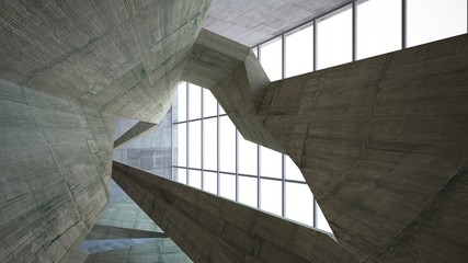 Obraz premium Abstract white and concrete interior. 3D illustration and rendering.