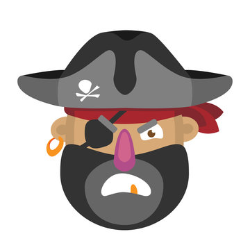 vector cartoon pirate's head on a white background