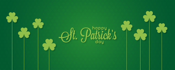 Patricks day banner. St. Patrick vintage lettering on green background