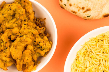 Indian Style Snack Of Fried Onion Bhajis