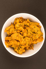 Indian Style Snack Of Fried Onion Bhajis