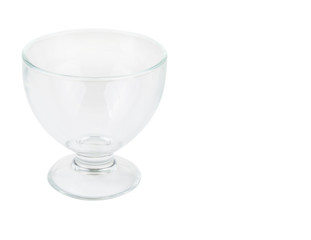 Empty glass for desserts on the white
