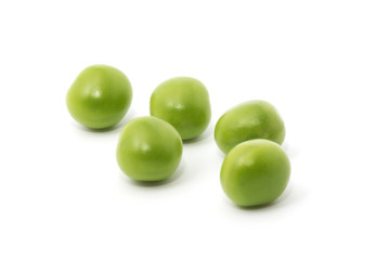 Green peas isolated on the white background