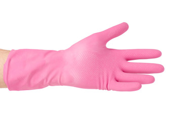 Hand in a rubber glove for cleaning cleanliness