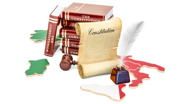 Constitution of Italy concept, 3D rendering