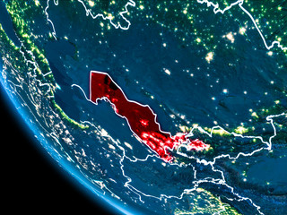 Orbit view of Uzbekistan at night