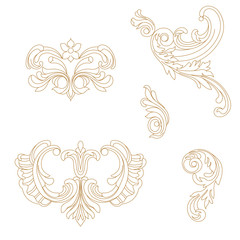 Golden vintage baroque ornament, corner. Retro pattern antique style acanthus. Decorative design element filigree calligraphy vector. - stock vector